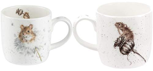 Set of 2 Wrendale by Royal Worcester Country Mice Mug, Fine Bone China, 300ml