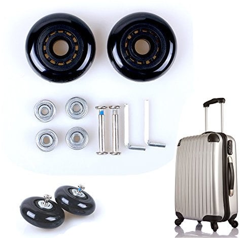 Fresh66 Paar Gepäck-Koffer Ersatz Wheels Rad Gummi Metall für Trolley Gepäckkoffer Hartschalenk ffer (55X18MM)