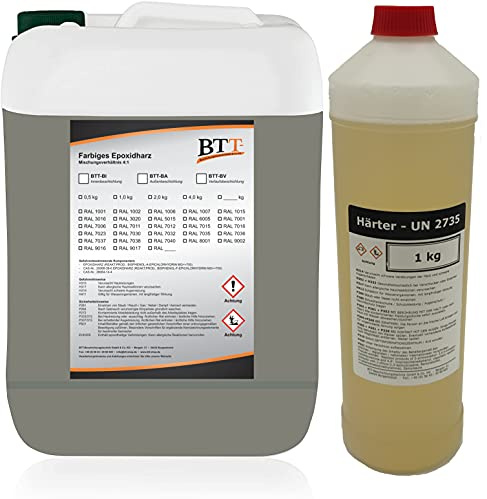 BTT-BV Verlaufsbeschichtung Epoxidharz Bodenbeschichtung Industriebeschichtung Lagerhalle Bodenfarbe 5kg RAL 7023