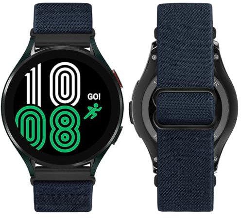 MroTech Compatibile con Samsung Galaxy Watch Active/Active2/Galaxy Watch3 41mm/Galaxy 4/4 Classic/Watch 5/5 Pro Cinturino 20mm per Huawei GT3 42mm Braided Nylon Loop Elastica 20mm Sport Ban-Blu scuro