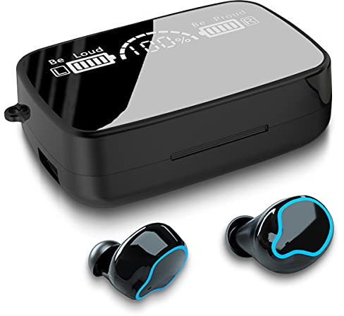 Kopfhörer Bluetooth 5.3 In-Ear Ohrhörer kompatibel für Samsung Galaxy S25 S24 S23 S22 S21 S20 FE Plus Ultra LED Anzeige Wireless Premium Sound Bass Black IPX7 Wasserdicht Lange Spielzeit