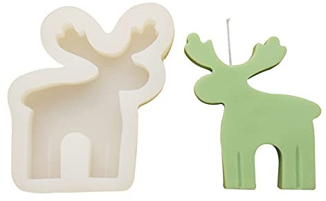 Kerzen Silikonform Weihnachten Silikonform Kerzenform, 3D Weihnachten Elch/Schneemann Kerzen Formen, DIY Handgemachtes Kerzen Gießformen Kerzengießform Für Duftkerzen, Seifen, Süßigkeiten (Elch)