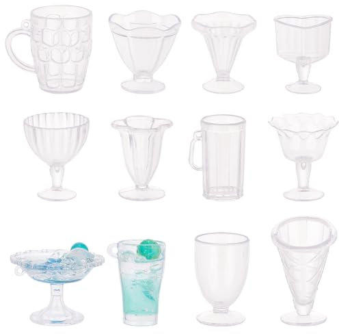 OLYCRAFT 24 Stück Plastik Mini Tassen Set Schlüsselbund Zubehör Epoxidharz Casting Kit Puppenhaus Miniatur Anhänger Für DIY-Eis Eisbecher Creme Ton Accessoire