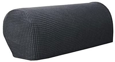 Xlabor Armlehnenbezüge 2-er Set verstellbar Spandex rutschfest Armlehnenschoner Armkappen für Stuhl Sofa Sessel Couch DunkelGrau, normal (2PCS)