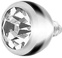 Taffstyle Dermal Anchor Piercing Skin Diver Anker Aufsatz Kugel Aufsatzkugel Ball Flach Stecker mit Strass Kristall Stein 5mm Silber Clear