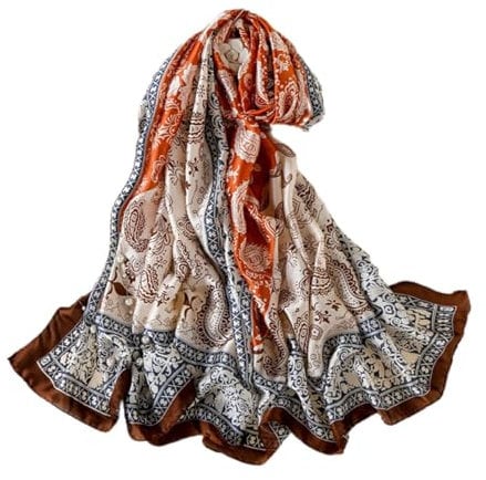 FAIRYGATE Damen Schal Halstuch Damen Seiden Tuch mit schlichtem Muster Eleganter Sommer schal für Frauen Hochwertiges Seidentuch Seidenschal Halstuch Stola Dezent Stilvoll 87006