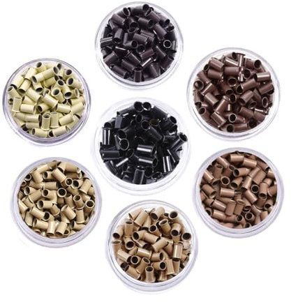 500 Stück Haarverlängerung Ringe 3,4 mm Kupfer Microring Microringe für Extensions (Schwarz)