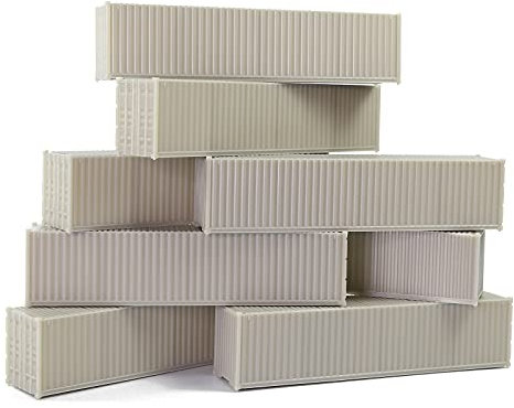 9 pezzi HO scala 40 piedi 1:87 contenitore di spedizione vuoto incolore scatola di carico