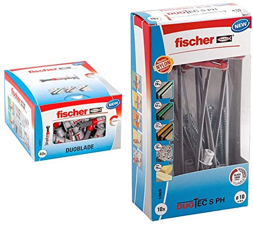 fischer DUOBLADE, selbstbohrender Gipskartondübel, 40 Stück & DUOTEC 10 S PH, Kippdübel mit Panheadschraube, 2-Komponenten-Dübel, 10 Dübel + 10 Schrauben