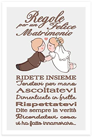 Regalo Stampa Regole per un Felice Matrimonio, Idea Regalo Coppia Anniversario Per Lui Lei, Arredamento Casa, Idee Regali Natale, Poster in carta glossy premium (29.7x42)