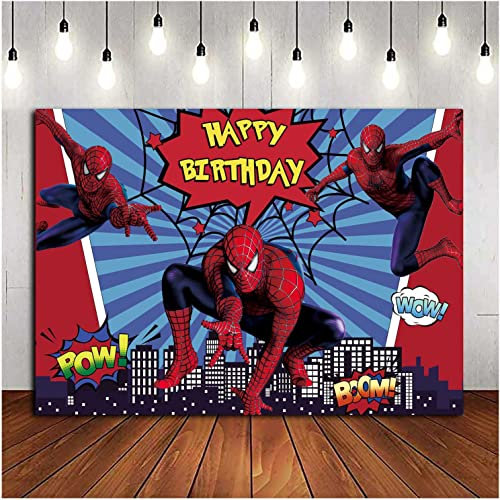 Superhero Spider-Man Fotografie Hintergrund Amdieu Birthday Party Supplies MädchenPrinzessin Junge Kind Geburtstag Party Kuchen Tisch Dekoration Banner Hintergrund Foto Studio Requisiten, 1,5 x 1 m