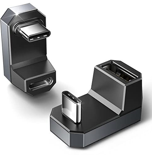 180 Grad USB C Adapter (2 Stück), JSAUX Typ C Stecker auf Typ C Buchse 4.0/PD 100W und Typ C Stecker auf USB A Buchse Adapter, für Steam Deck, Switch, MacBook, Tablet, Telefon