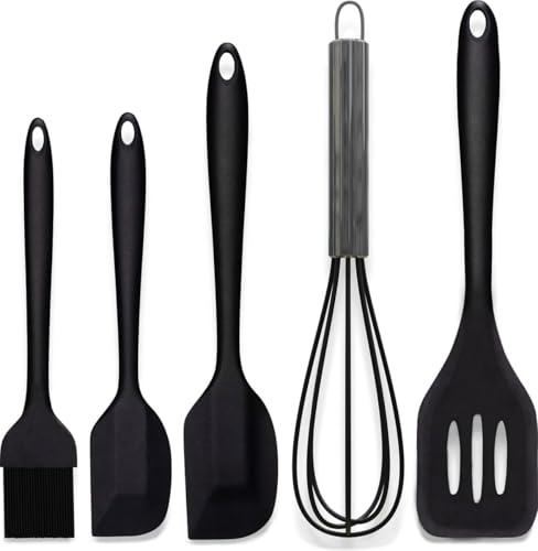HI NATURE™ Silicone Spatula | Kitchen Utensil Set | Dough Scraper | Silicone Spatula | Kitchen Aid | Heat Resistant | Dishwasher Safe | BPA Free | Set of 5