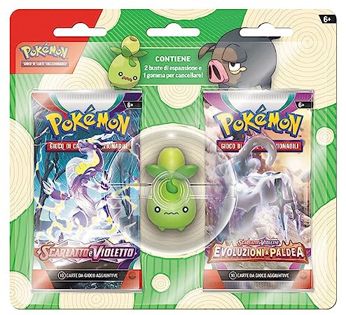 Pokémon – Smoliv – Radiergummi mit Pokémon und Zwei Erweiterungshüllen, italienische Ausgabe