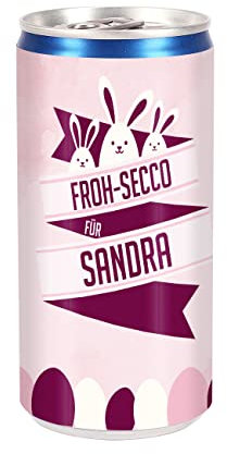 Herz & Heim® City Secco trocken 200 ml weiß zu Ostern - Froh-Secco mit Wunschnamen