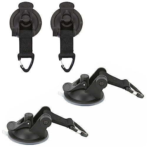 4 Stück Robuste Saugnäpfe, Auto-Camping-Haltegurte, Saugnäpfe, Camping-Planen-Zubehör für Markisen-Boot-Camping (Schwarz)