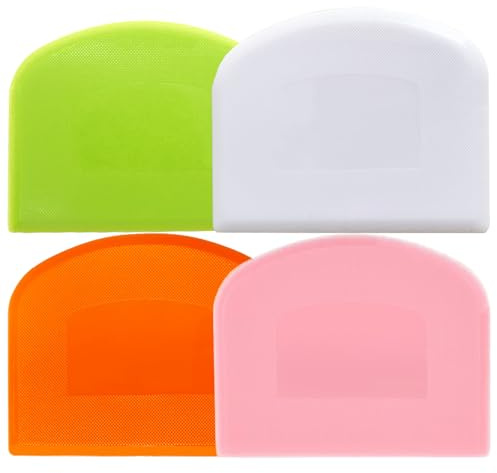CEWIFO Dough Scraper 4 PCs PE Plastic Bench Scraper Flexible Bowl Scraper