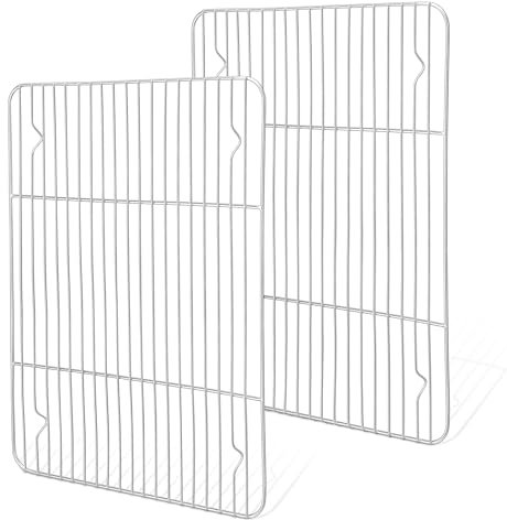 Joyfair Abkühlgitter 2er Set, Edelstahl Große Kuchengitter Auskühlgitter Set, 38,6 x 28,4 cm, Rechteckig Backgitter zum Backen Kochen Kühlen Grillen, Gesund & Langlebig, Ofen- und Spülmaschinenfest