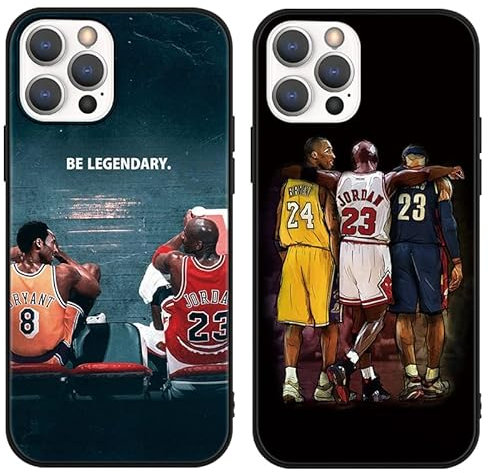nurkorki [2 Stück Handyhülle für iPhone 13 Pro Hülle 6,1,Basketball Legende 24 23 Player Star Cool Mode Muster Design Case Matt Weich Silikon Stoßfest Back Cover Schutzhülle für iPhone 13 Pro