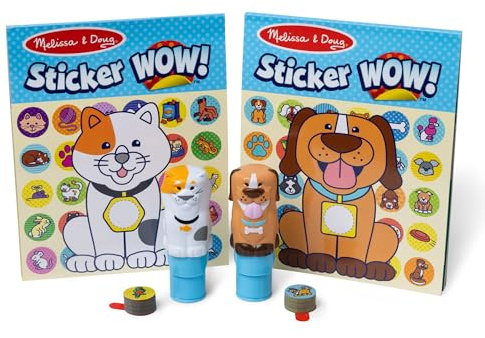 Melissa & Doug - Sticker WOW Haustiere (Hund und Katze) VORTEILSPACK Kunst und Bastelkunst zum Sammeln – 2 Aktivitätenblöcke, 2 Aufkleberstempel, 2 Bonus-Aufkleberstapel