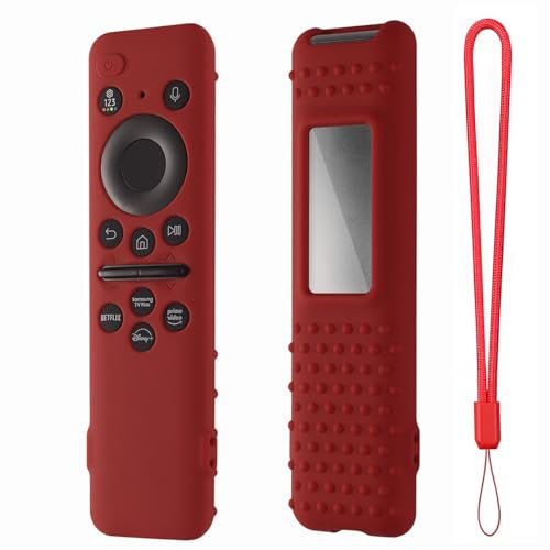Silicone Remote Cover for Samsung BN59-01432A 2023 TM 2360E Samsung Smart TV Remote Samsung Solar Panel Remote Case Cover with Lanyard (Wine red)
