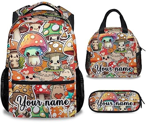 AJIUZI Pilz-Rucksack für Mädchen und Jungen, 40,6 cm, ästhetischer Rucksack für die Schule, verstellbare Träger, langlebig, leicht, große Kapazität, Büchertasche für Kinder, Pilz 3-3, Einheitsgröße,