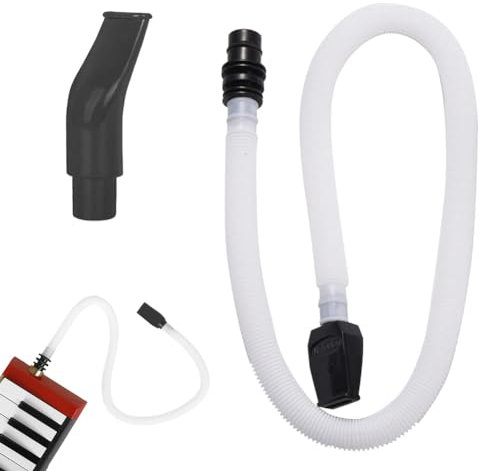 Tokaneit Melodica Mundstück und Schlauch - Flexibles Pfeifenmundstück aus Kunststoff, 59.5 cm Lang mit Schwarzem Mundstück