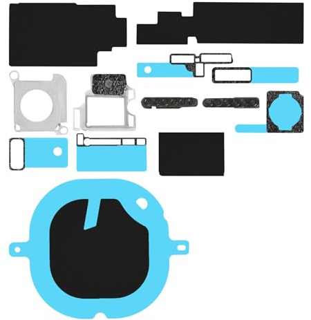 Risidamoy Kit complet de rechange pour iPhone SE 2020 - Enceinte inférieure anti-poussière - En maille - Remplacement du support arrière du micro - Pièces de filet de caméra avec autocollant de