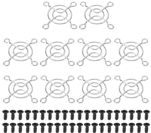 PATIKIL 40mm Fan Grill with Screws, 10 Pack Chrome Plated Iron Frame Ventilator Grill Protector Mesh Dustproof Case Cover for Computer PC, Silver Tone