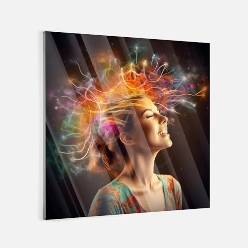 Acrylglas Pop Art Graffiti Lichter bunt Kopf Traum Wand Glasbilder Abstrakt Wandbilder Wohnzimmer Schlafzimmer Büro Wanddekoration Deko XXL günstig (Acrylglas, 120x80 cm)