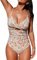 CUPSHE Damen Badeanzug V Ausschnitt Twisted Crossover Bauchweg Raffung Zierausschnitte Blumenmuster Einteilige Bademode Swimsuit Beige/Blumenmuster L