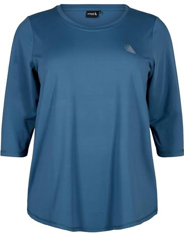 Zizzi Active by Große Größen Damen Trainingsshirt mit 3/4-Ärmeln Gr Gr S Indian Teal