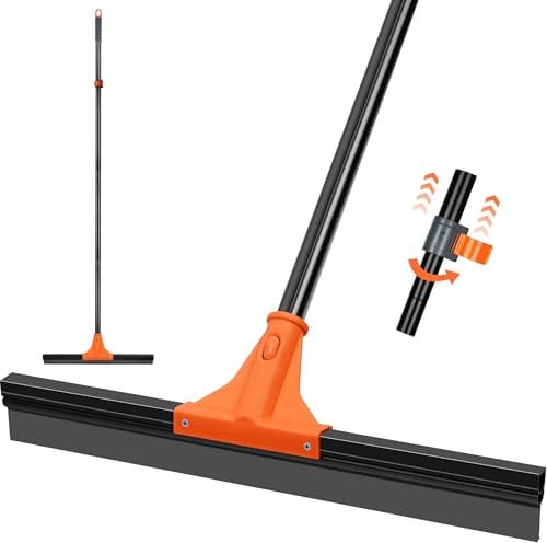 JEHONN Escoba de Goma para Suelo con Mango Largo 148 cm, Escobilla Caucho para Limpiar Garaje Hormigón Baño Azulejo Mármol Ducha Cristal Tienda Cubierta Ventana