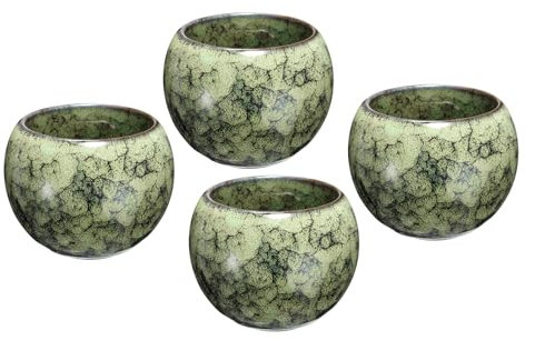 sourcing map 4pcs Chinese Japanese Ceramic Teacups 5.07 oz Handmade Gong Fu Tea Set Ceramic Glaze-Changed No Handle Small Tea Cup for Mate Tea Coffee Wine Drinks Home and Gifts, Yellow