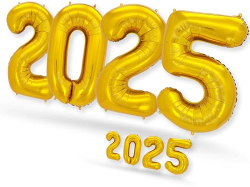 FUNXGO 2025 Gold Folienballon Set - Großformatige Helium- & Luftballons für Silvester 2025 -Großer Luftballon, Helium & Luft geeignet, Perfekt für Silvester, Geburtstage, Jubiläen, Party Deko