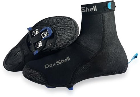 DexShell Heavy Duty Biking Overshoes for Men and Women, Waterproof Neoprene Cycling Shoe Covers for Cold Season, Unisex LG, Black