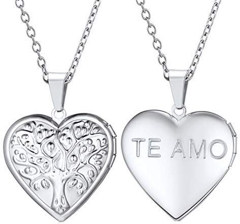 U7 Personalised Silver Necklace Tree Of Life Heart Photo Locket Jewellery Custom