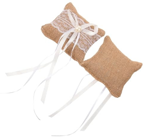 CAXUSD Ring Aufbewahrungsbox Aus Spitze Und Leinen Für Eheringe 2 Stück Ringbox Zur Aufbewahrung Von Brautringen Für Hochzeit Und Verlobung