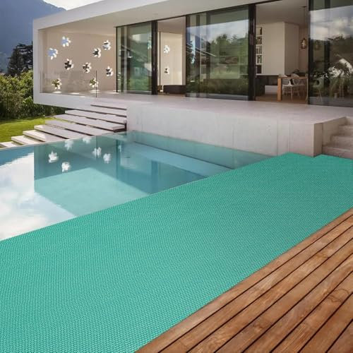 WLWLEO Tapis de Sol antidérapant pour Drainage Tapis d'entrée de Piscine Commercial à Grande Surface Tapis Anti-Fatigue pour Piscine,Surface antidérapante pour terrasses Piscine,Vert,0.9×6M