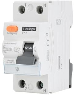 Interruptor diferencial AC 2P 25A 300mA, protección contra sobrecargas, evita electrocuciones y cortocircuitos, uso doméstico e industrial.