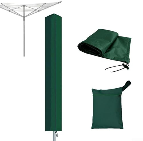 Homefurnishmall Abdeckung für Wäschespinne, 600D-Oxford-Stoff, wasserdicht, UV-Schutz, Grün, 16 x 16 x 180 cm
