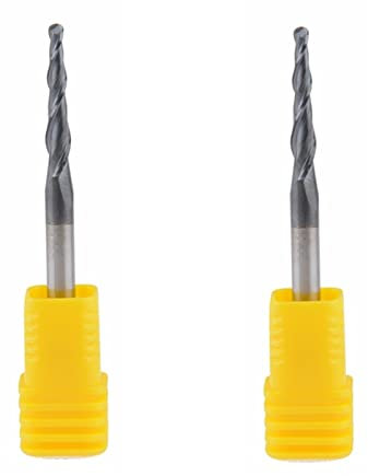 WKWPYCYUH 2 stücke -R1.0 * D4 * 20,5 * 50L-HRC55 Wolfram-Vollkarbid-Kegel-Kugelnase-End-Mühle-Kegel-Fräser CNC-Router-Bit-Holzmesser-Werkzeug Fräser