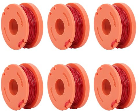 kiki fancy Lot de 6 bobines de fil de tondeuse à gazon pour débroussailleuse Worx - Compatible avec McGregor, Titan, Qualcast et McAlister - Bobines de rechange pour l'entretien de la pelouse