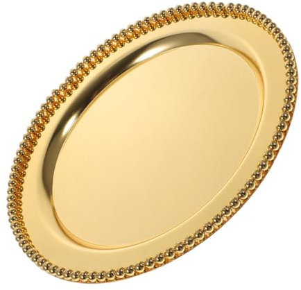 TOPPERFUN Plateau En Métal Pour Bagues Bijoux Présentoir Rangement Décoration Vanité Bijoux Bibelots Plateau À Bijoux Plat En Acier Inoxydable Doré