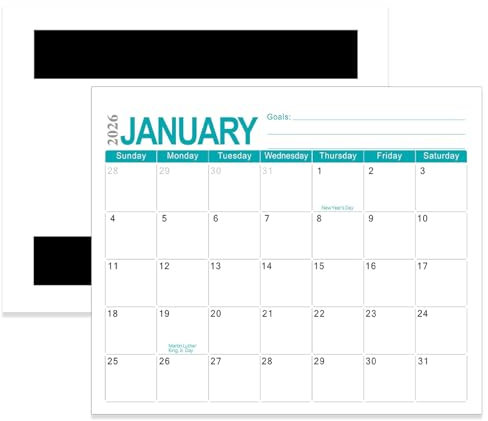 Calendar 2025-2026, 12x10 inch Removable July 2025 - Dec 2026 18 Monthly Magnetic Fridge Calendar with Writable Blank for Home Office -
