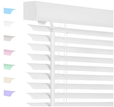 PQPQLI Persiana Veneciana Aluminio, Lamas 2.5cm, Opaca | Opaca, instalación con taladro, personalizable, para cocina, oficina, baño(Blanca,Ancho 80 x Alto 120 cm)