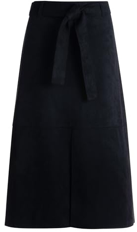 zero Damen Midirock mit Bindegürtel 40, Black Beauty