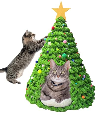 Letti ad Albero di Natale per Gatti - Kit Materiali per Cucce a Forma di Grotta per Gattini,Casa Artigianale Decorazioni Invernali per Animali Stagioni Fredde