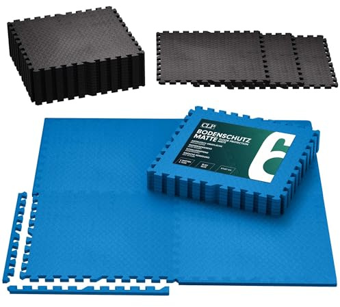 CLP Bodenschutzmatte Fitness 60x60 cm groß extra dick 6er Set Puzzlematte, rutschfeste Schutzmatten für Pool, Fitnessraum und Boden