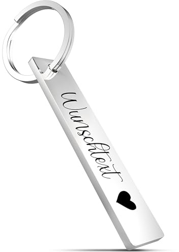 Meinearmbänder Personalisierter Edelstahl Schlüsselanhänger – Gravur Schlüsselring – Geburtstag Geschenk für Männer & Frauen, Autoschlüsselanhänger
